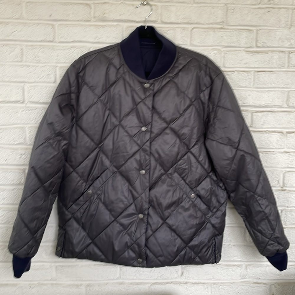 NWT Banana Republic Quilted Reversible Blue/Grey Metallic Jacket